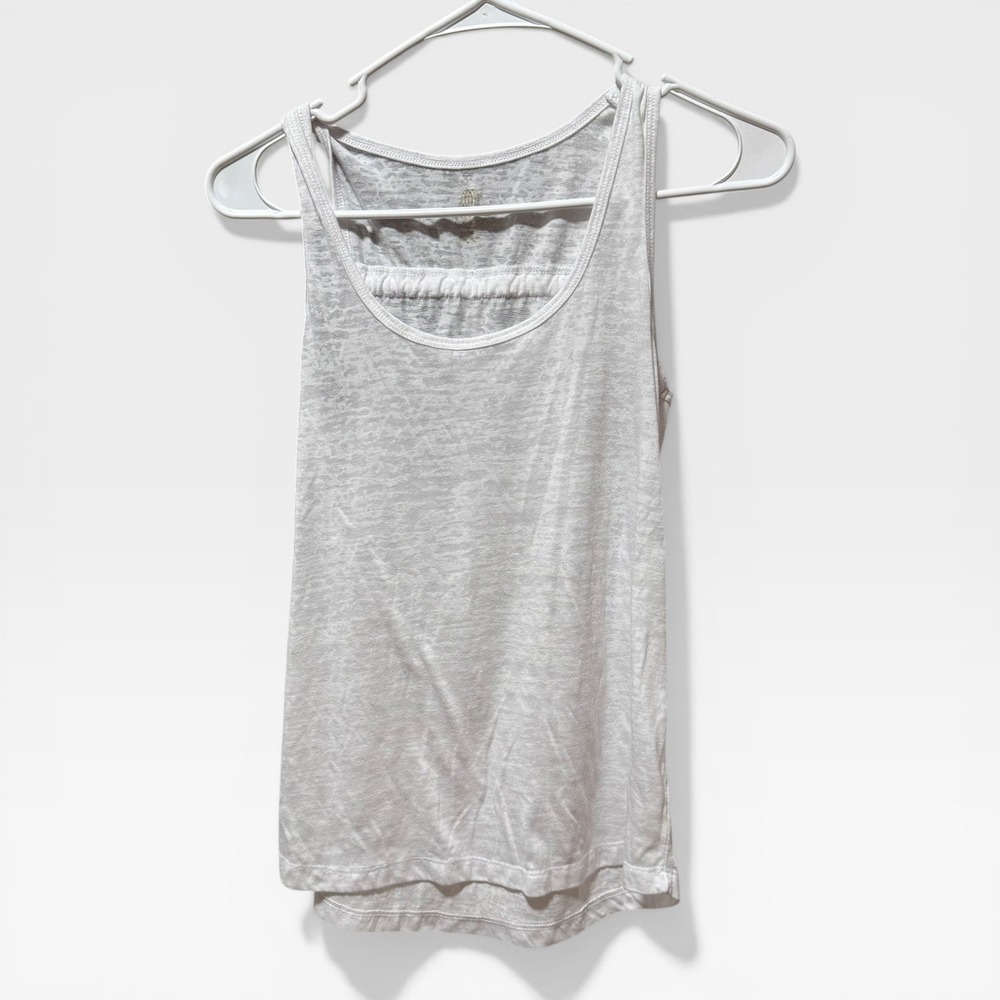 Balance Collection Tank Top Womens Medium White Excellent Burnout Cinched Back